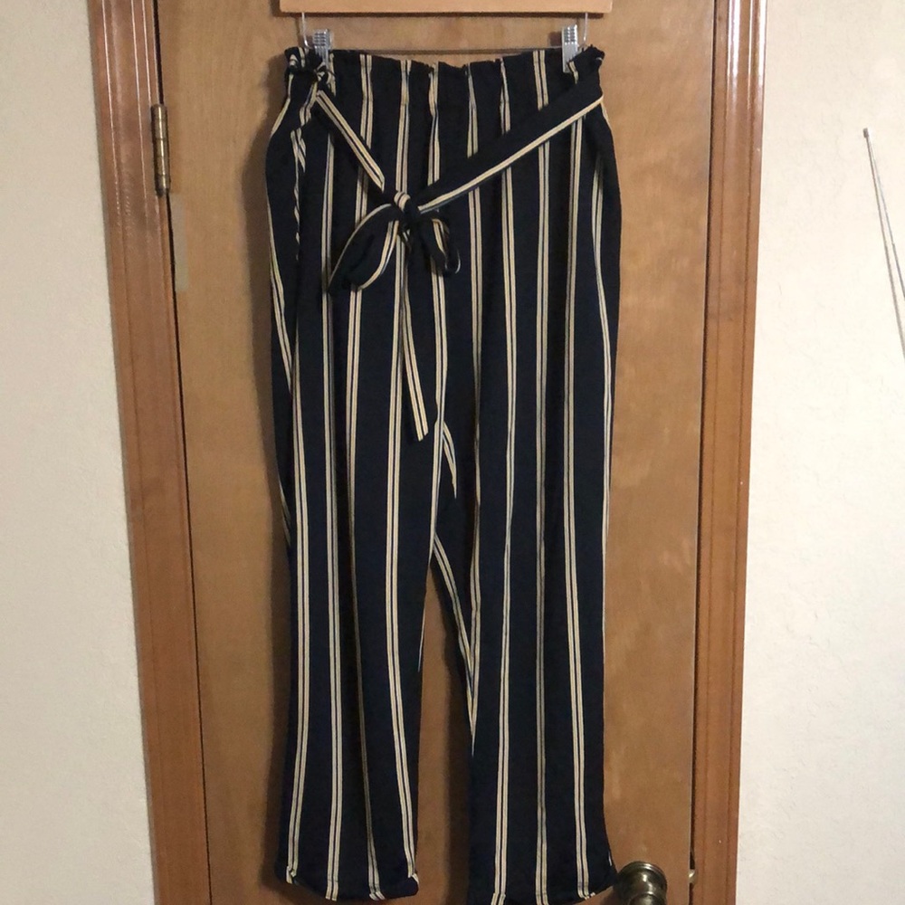 Black, White, and Yellow Ankle Pants - Picture 1 of 6